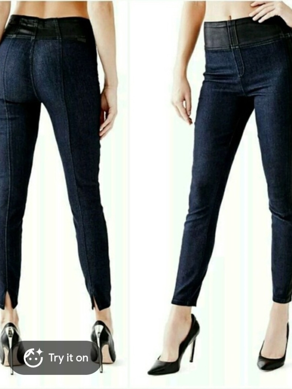 GUESS Women’s Dark Wash Blue High Rise Stretch Jegging Zip Stretch 28
